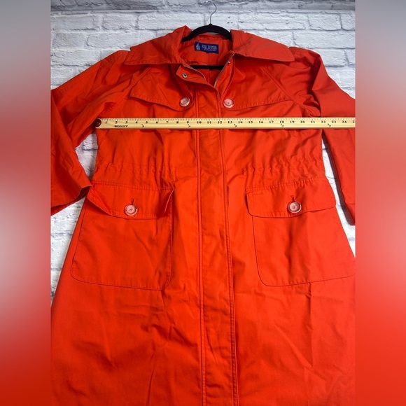 London Fog Tower Collection Vibrant Burnt Orange Trench Coat/Rain Coat. - Picture 5 of 9